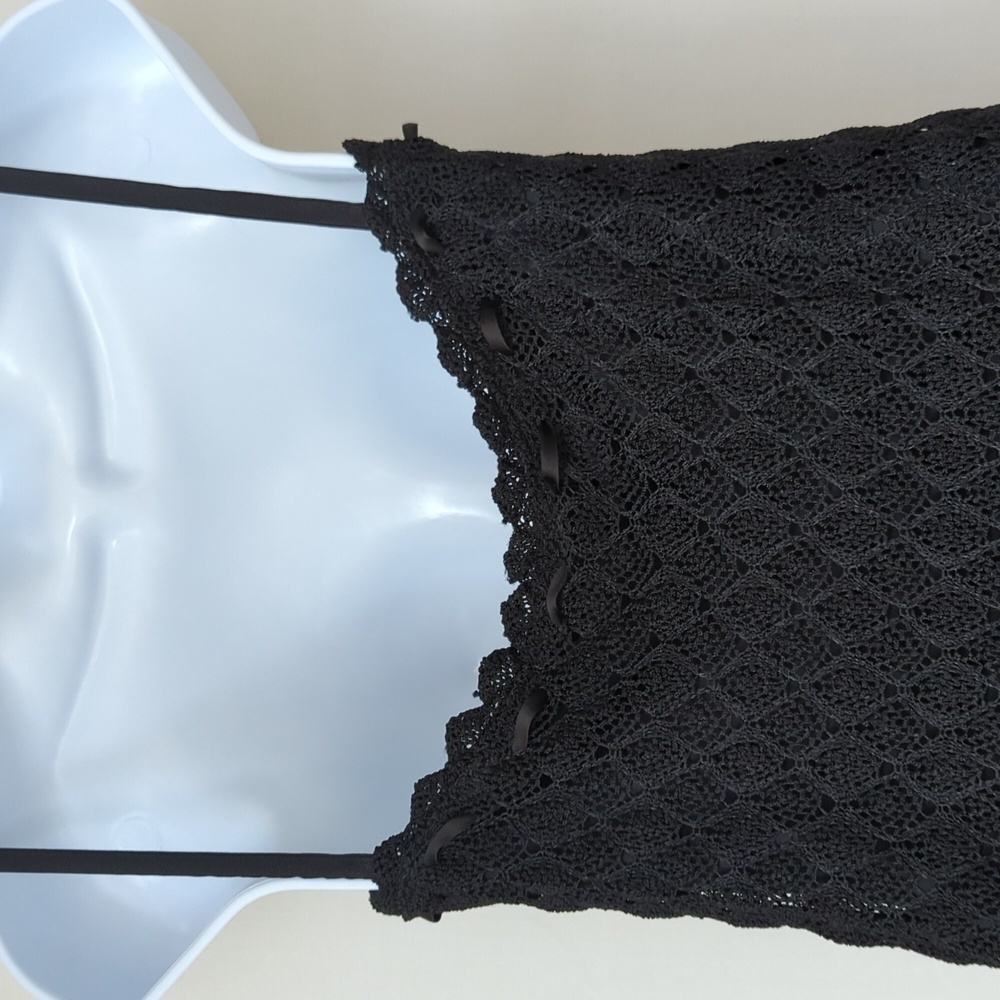 LAUNDRY BY SHELLI SEGAL | Black Crochet Scalloped Hem Strappy Dress - Picture 11 of 12